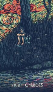 4 Чаш в колоде таро prisma visions