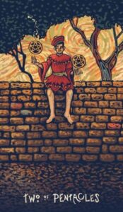 2 Пентаклей в колоде таро prisma visions