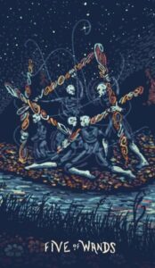 5 Жезлов в колоде таро prisma visions